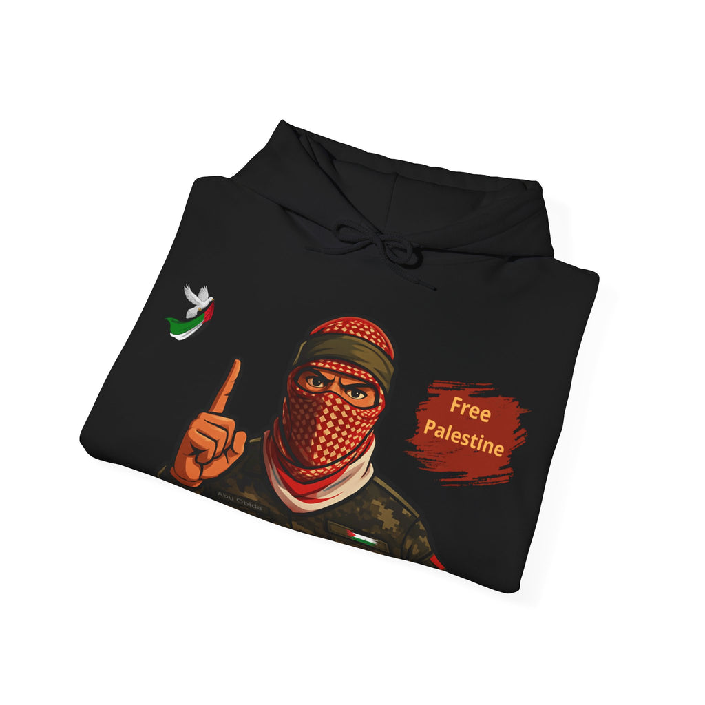 Free Palestine Graphic Hoodie | Keffiyeh Masked Figure, Palestine Flag