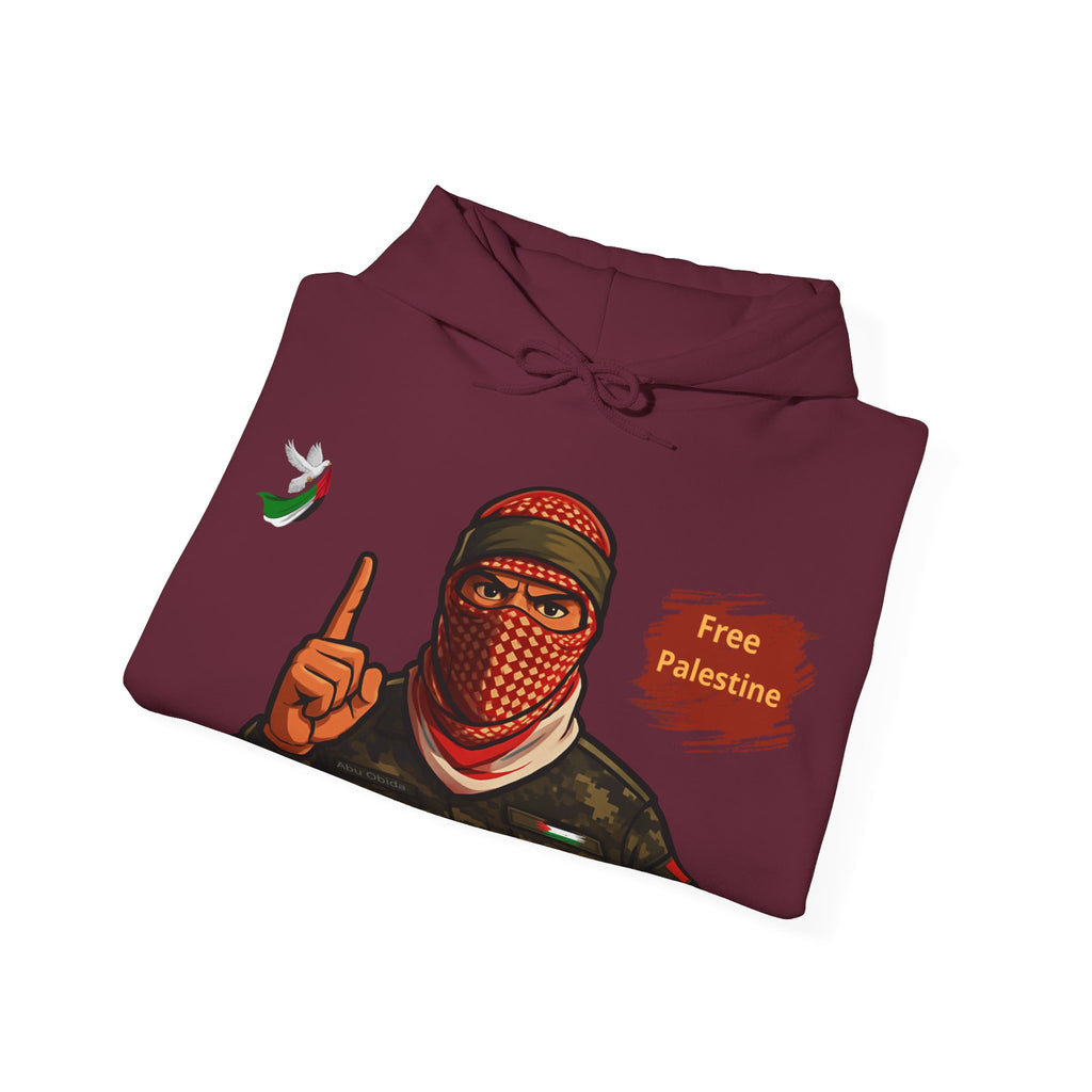 Free Palestine Graphic Hoodie | Keffiyeh Masked Figure, Palestine Flag