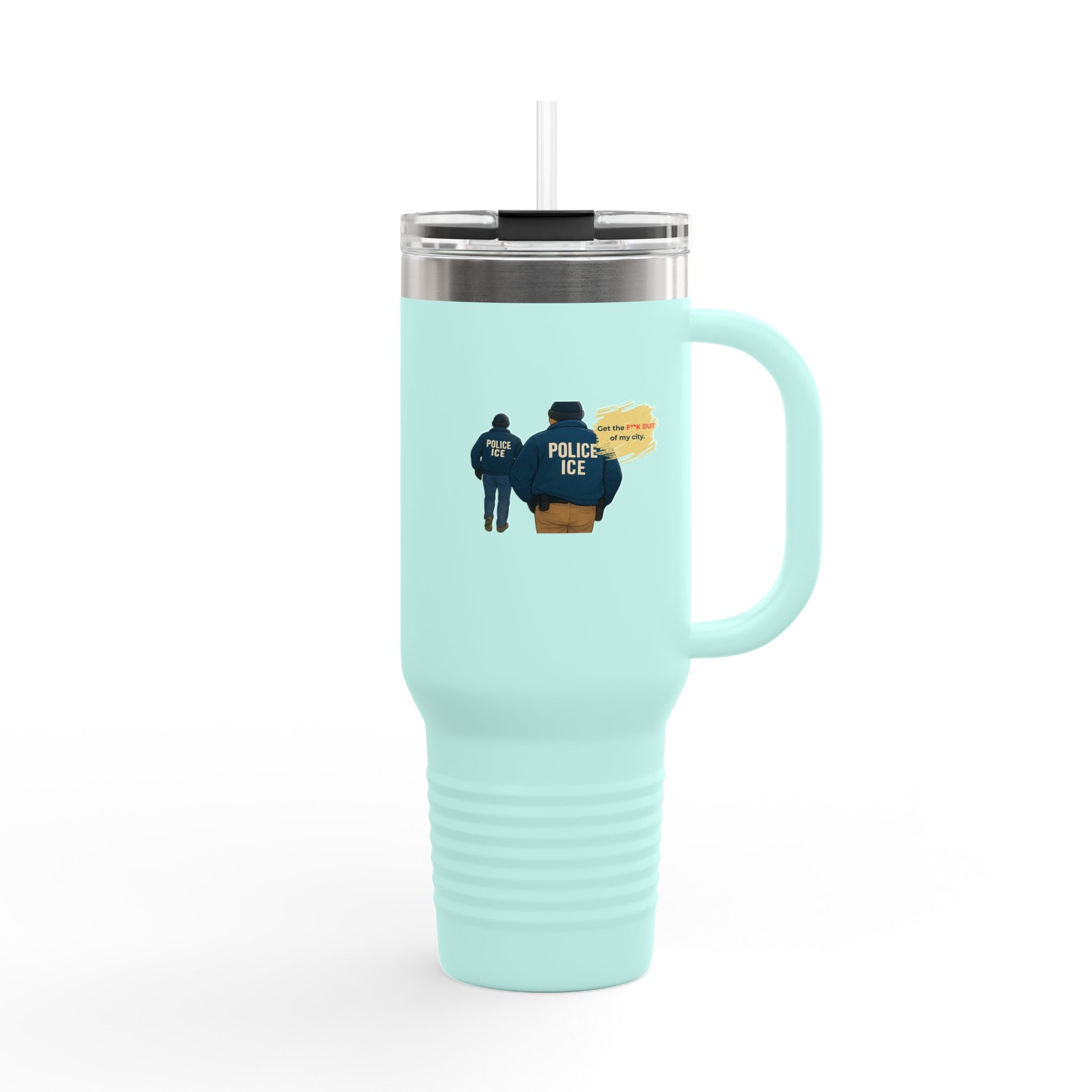 40oz Insulated Travel Mug – Police ICE Shield Graphic