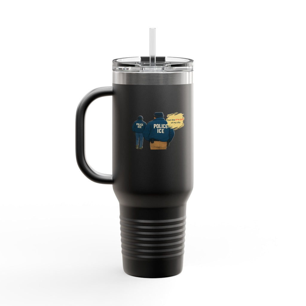 40oz Insulated Travel Mug – Police ICE Shield Graphic