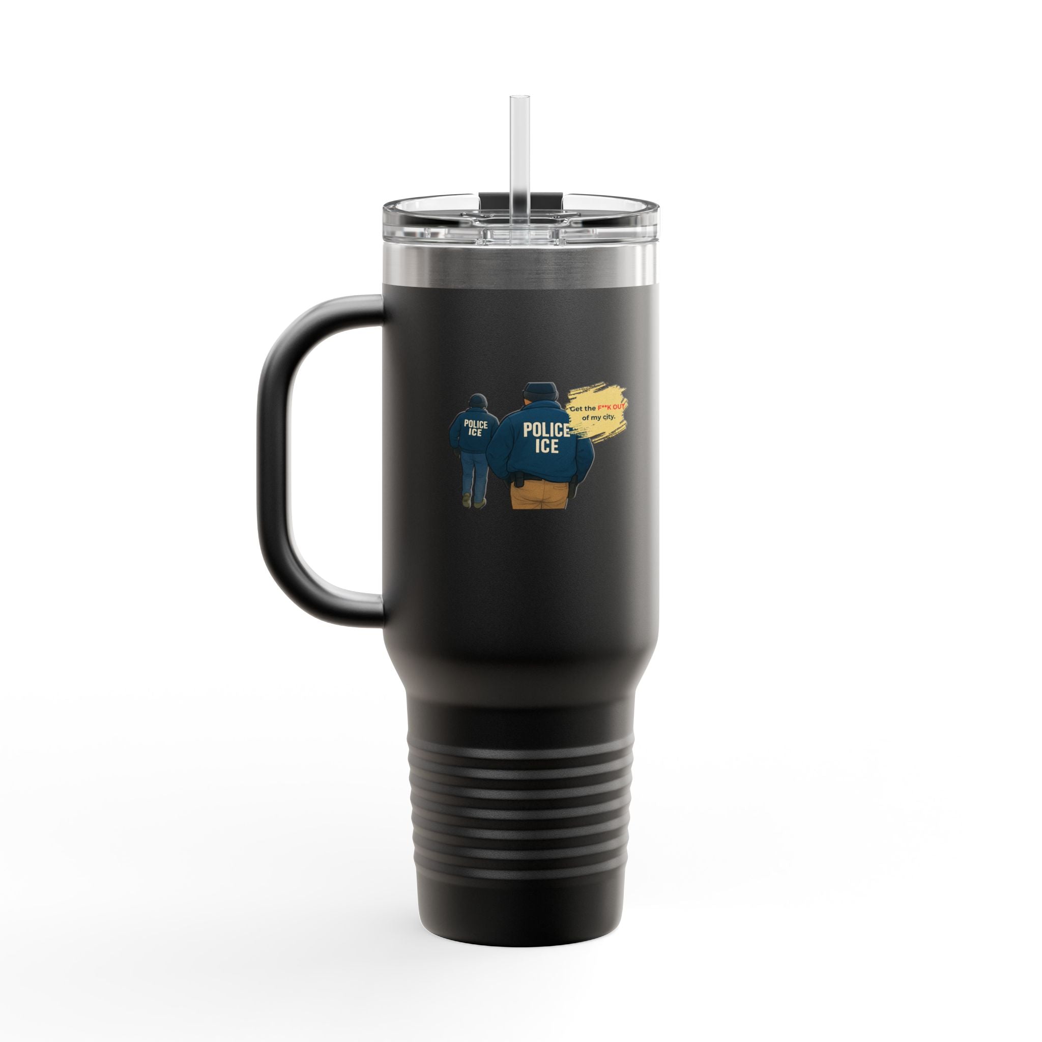 40oz Insulated Travel Mug – Police ICE Shield Graphic