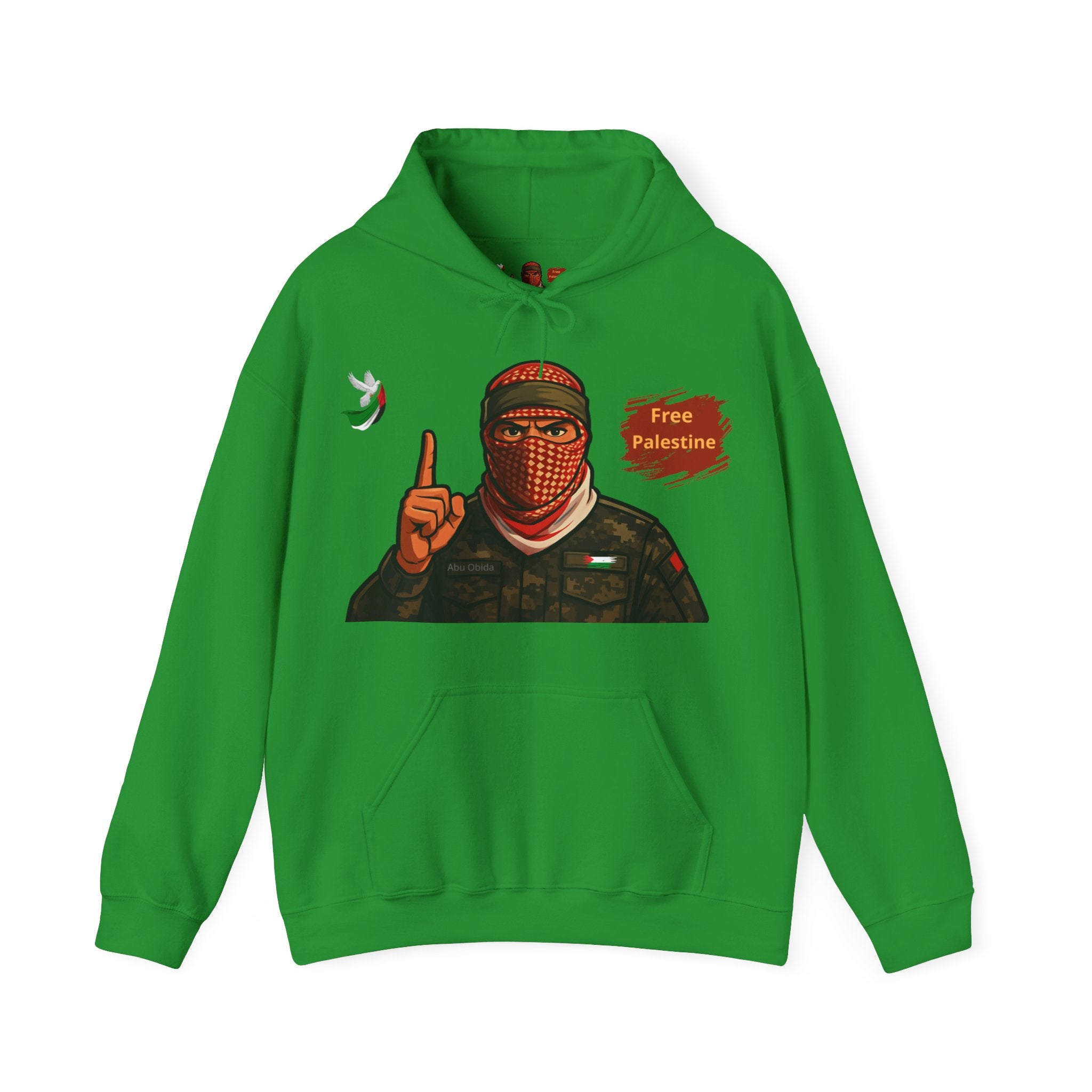 Free Palestine Graphic Hoodie | Keffiyeh Masked Figure, Palestine Flag
