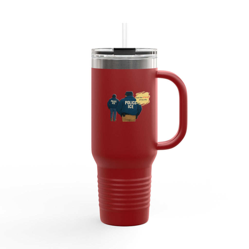 40oz Insulated Travel Mug – Police ICE Shield Graphic