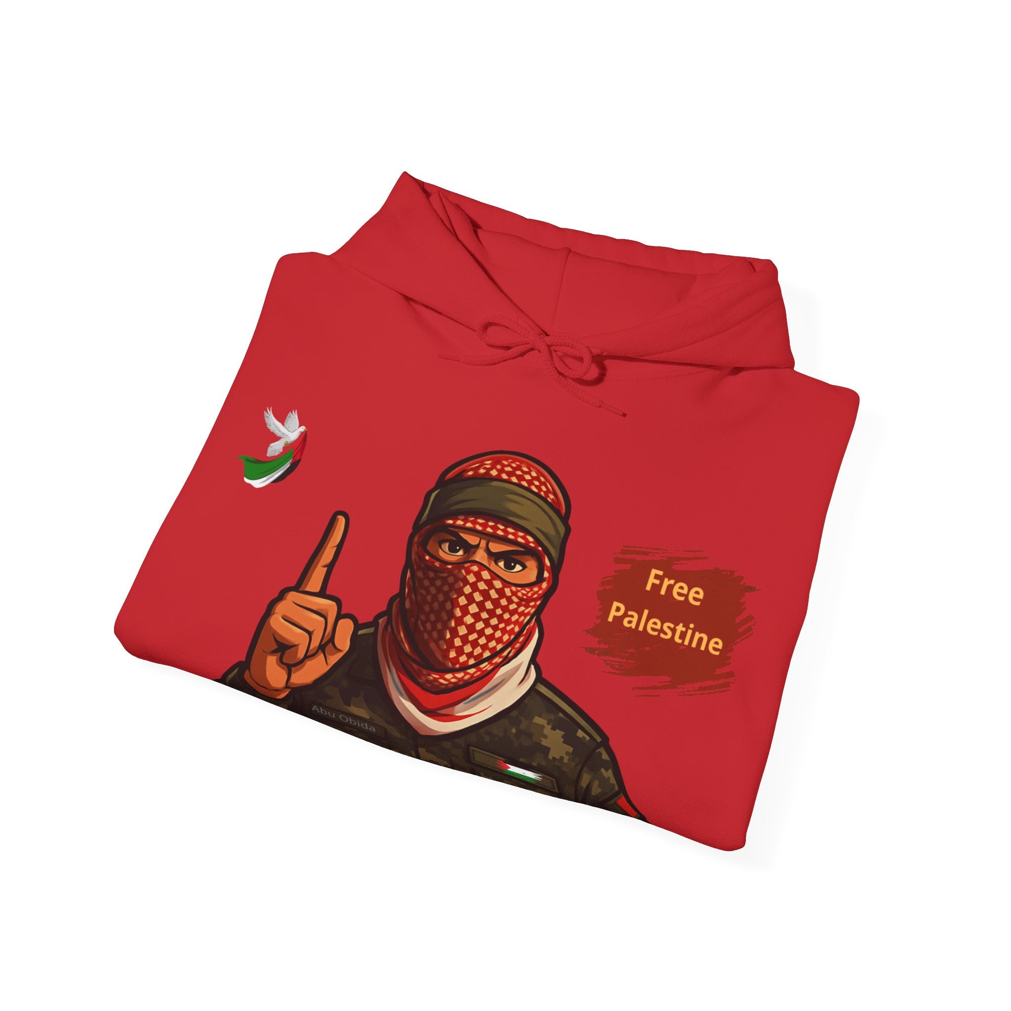 Free Palestine Graphic Hoodie | Keffiyeh Masked Figure, Palestine Flag