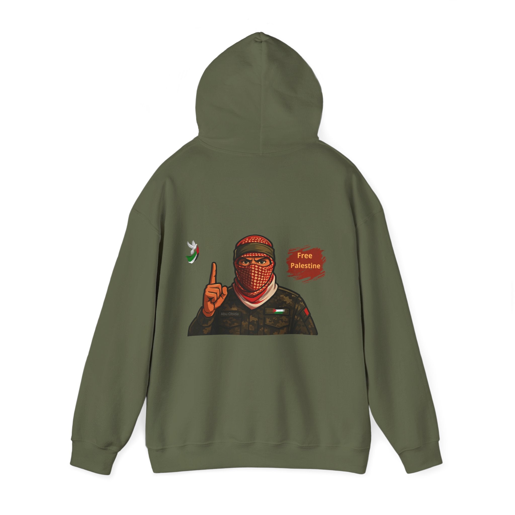 Free Palestine Graphic Hoodie | Keffiyeh Masked Figure, Palestine Flag