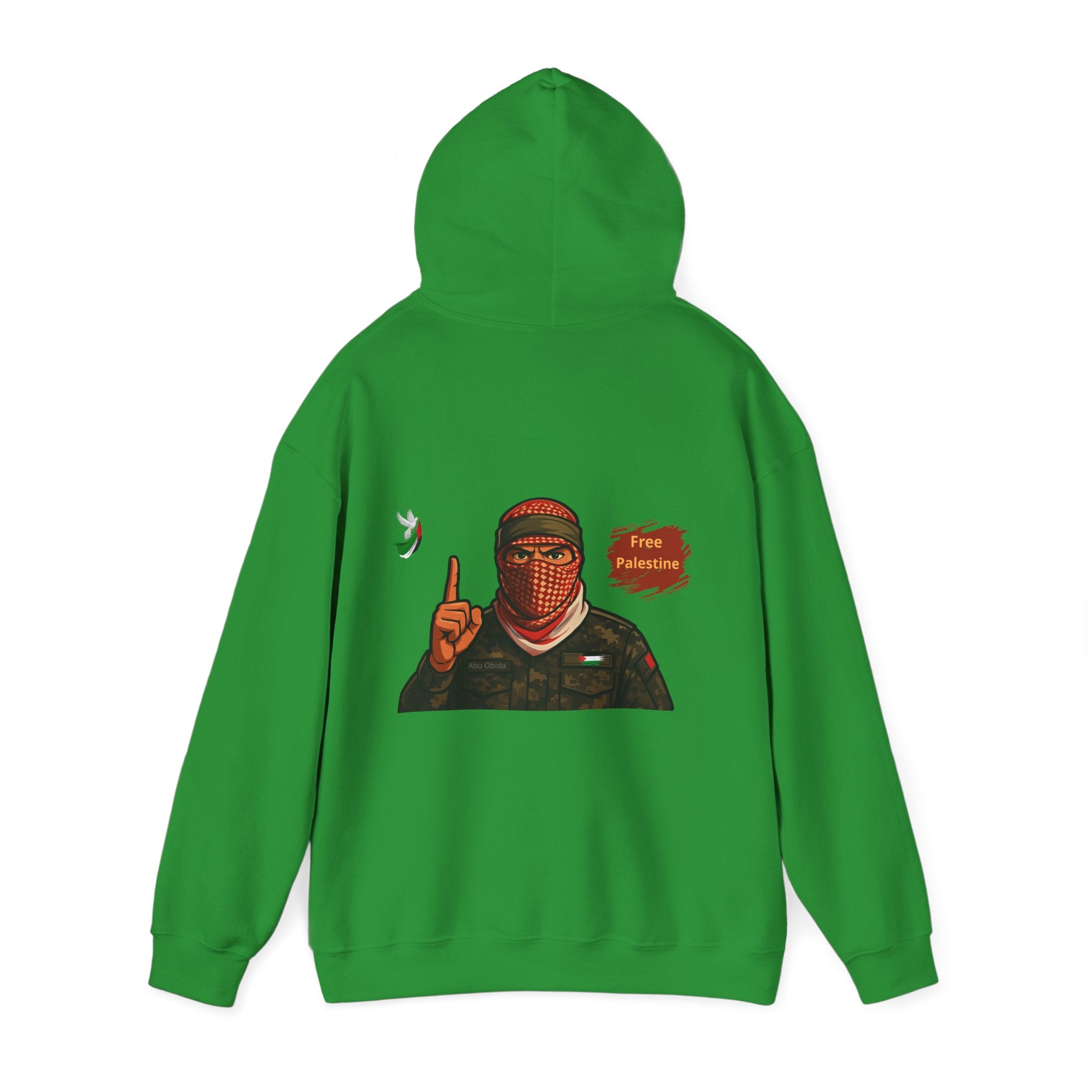 Free Palestine Graphic Hoodie | Keffiyeh Masked Figure, Palestine Flag