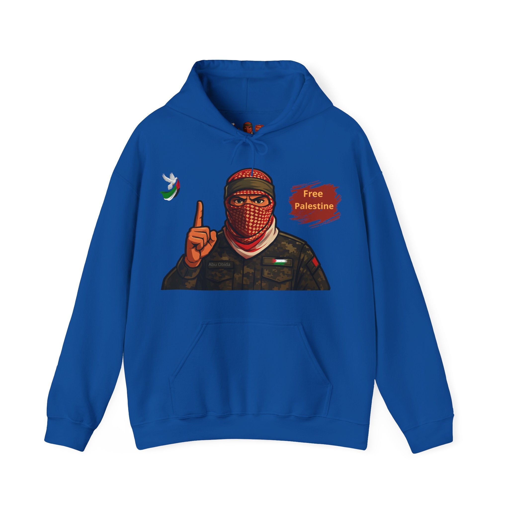 Free Palestine Graphic Hoodie | Keffiyeh Masked Figure, Palestine Flag