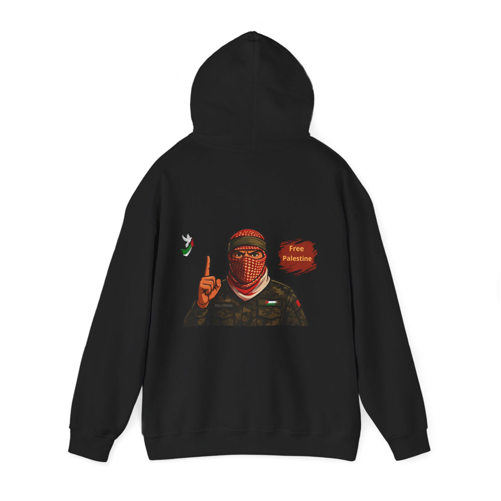 Free Palestine Graphic Hoodie | Keffiyeh Masked Figure, Palestine Flag
