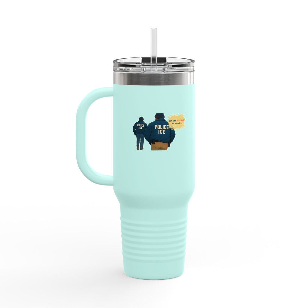40oz Insulated Travel Mug – Police ICE Shield Graphic