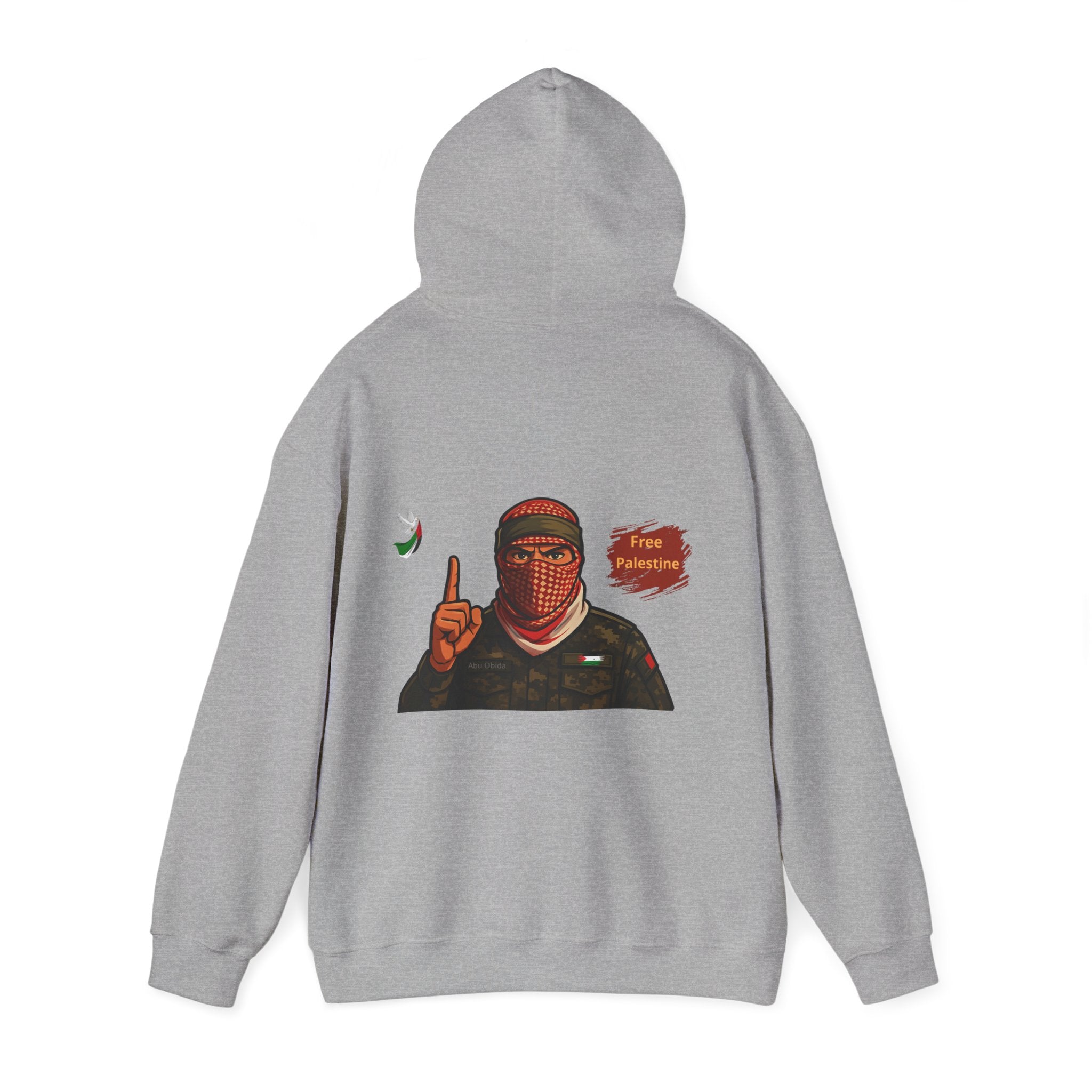 Free Palestine Graphic Hoodie | Keffiyeh Masked Figure, Palestine Flag