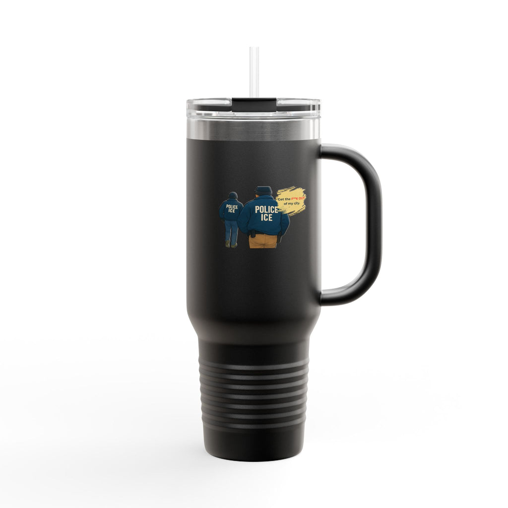 40oz Insulated Travel Mug – Police ICE Shield Graphic
