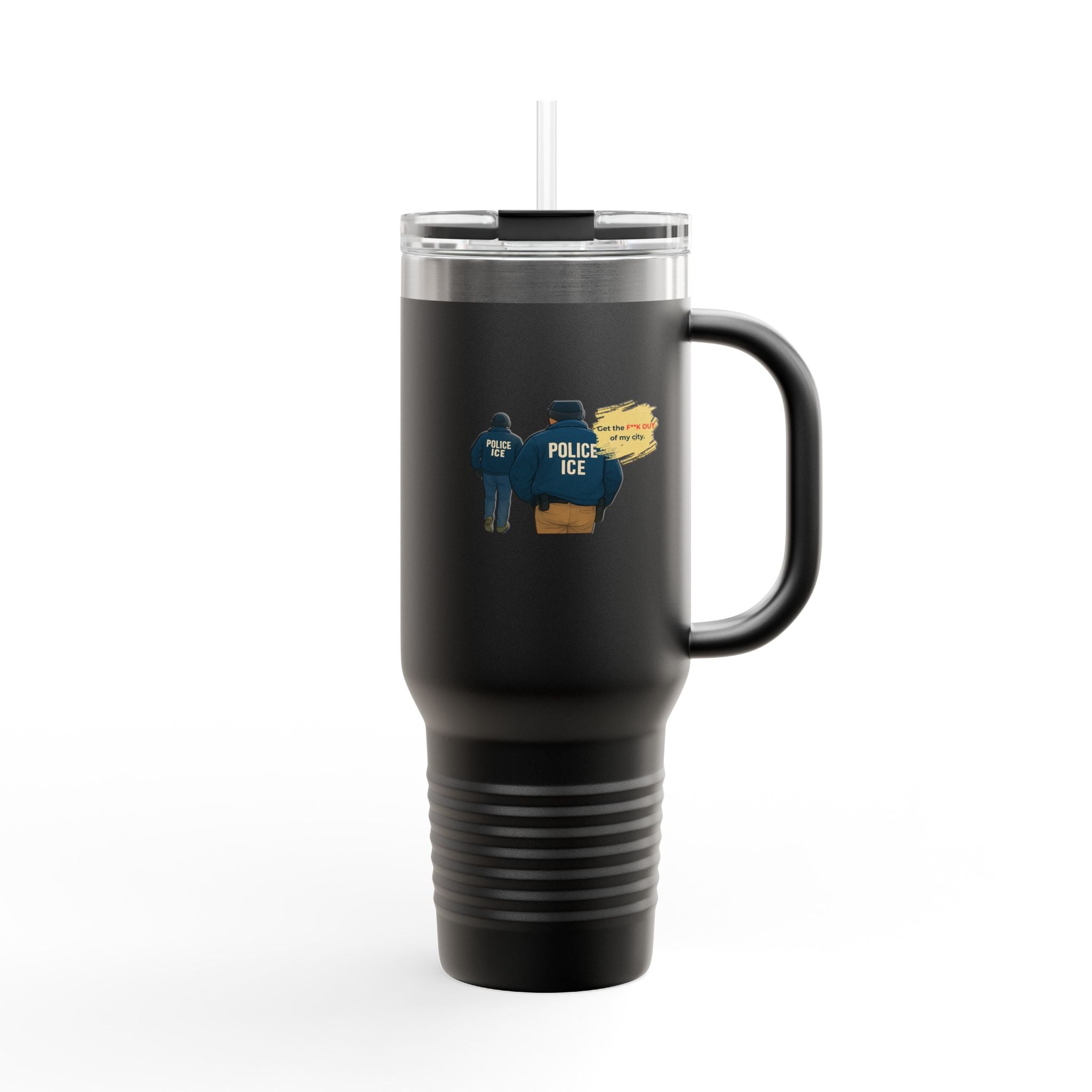 40oz Insulated Travel Mug – Police ICE Shield Graphic