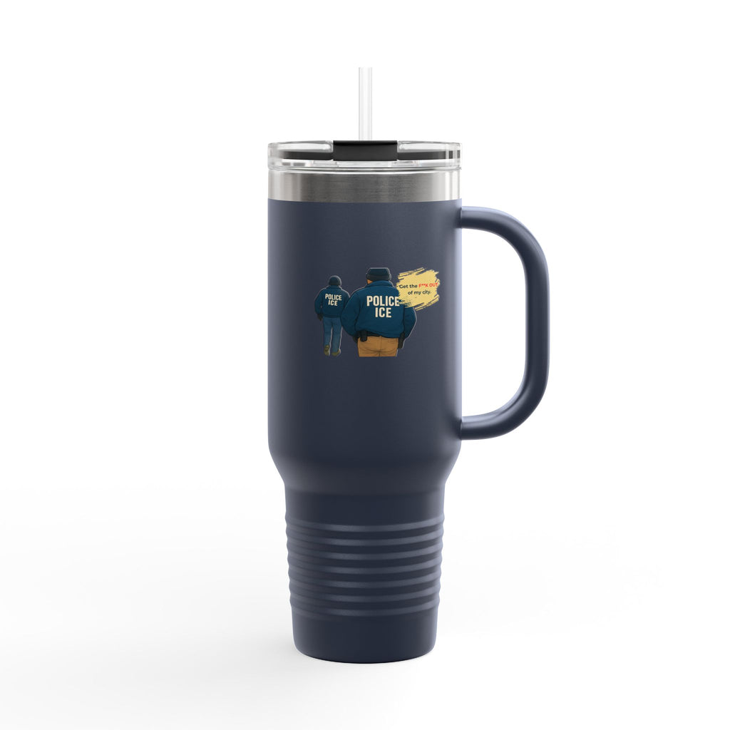 40oz Insulated Travel Mug – Police ICE Shield Graphic