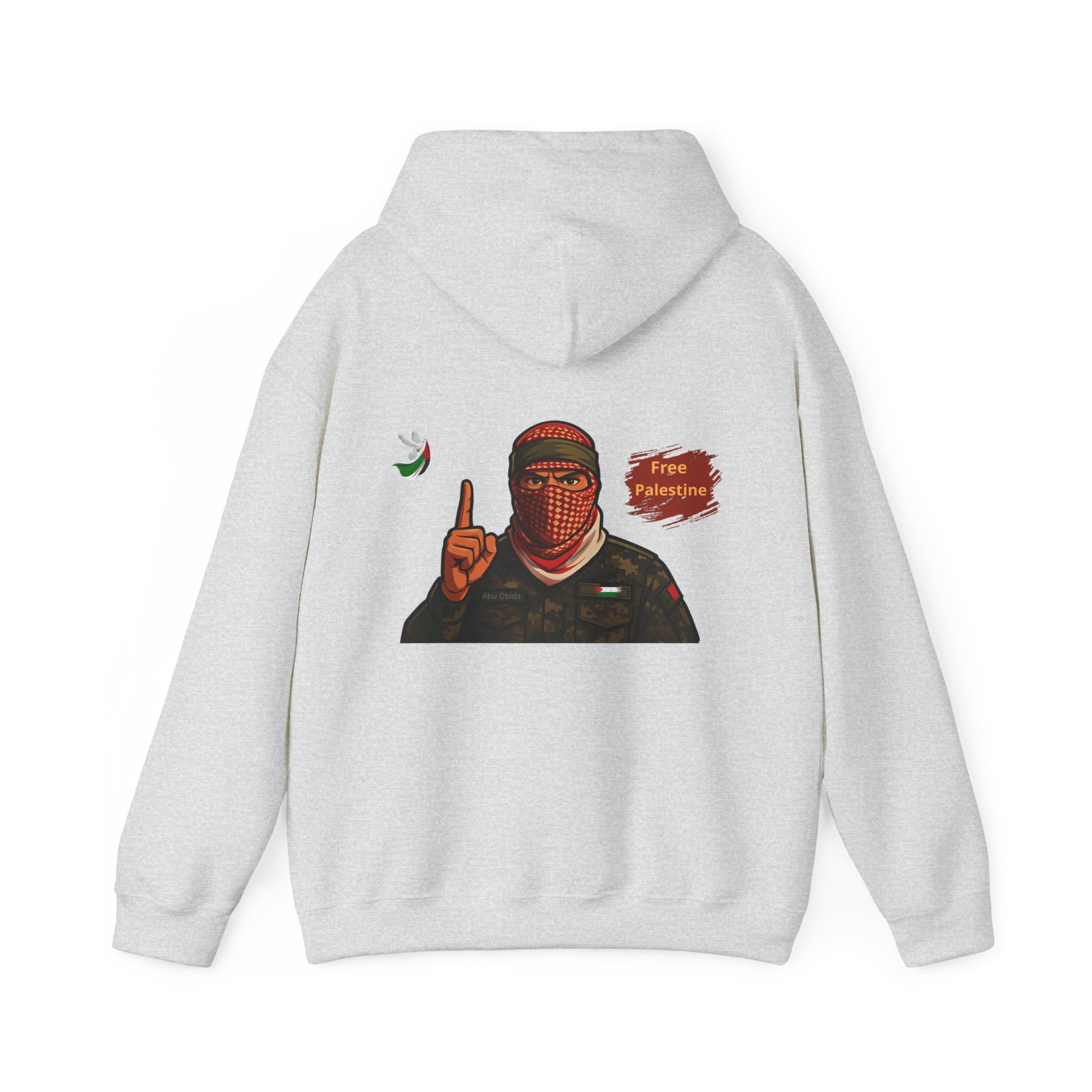 Free Palestine Graphic Hoodie | Keffiyeh Masked Figure, Palestine Flag
