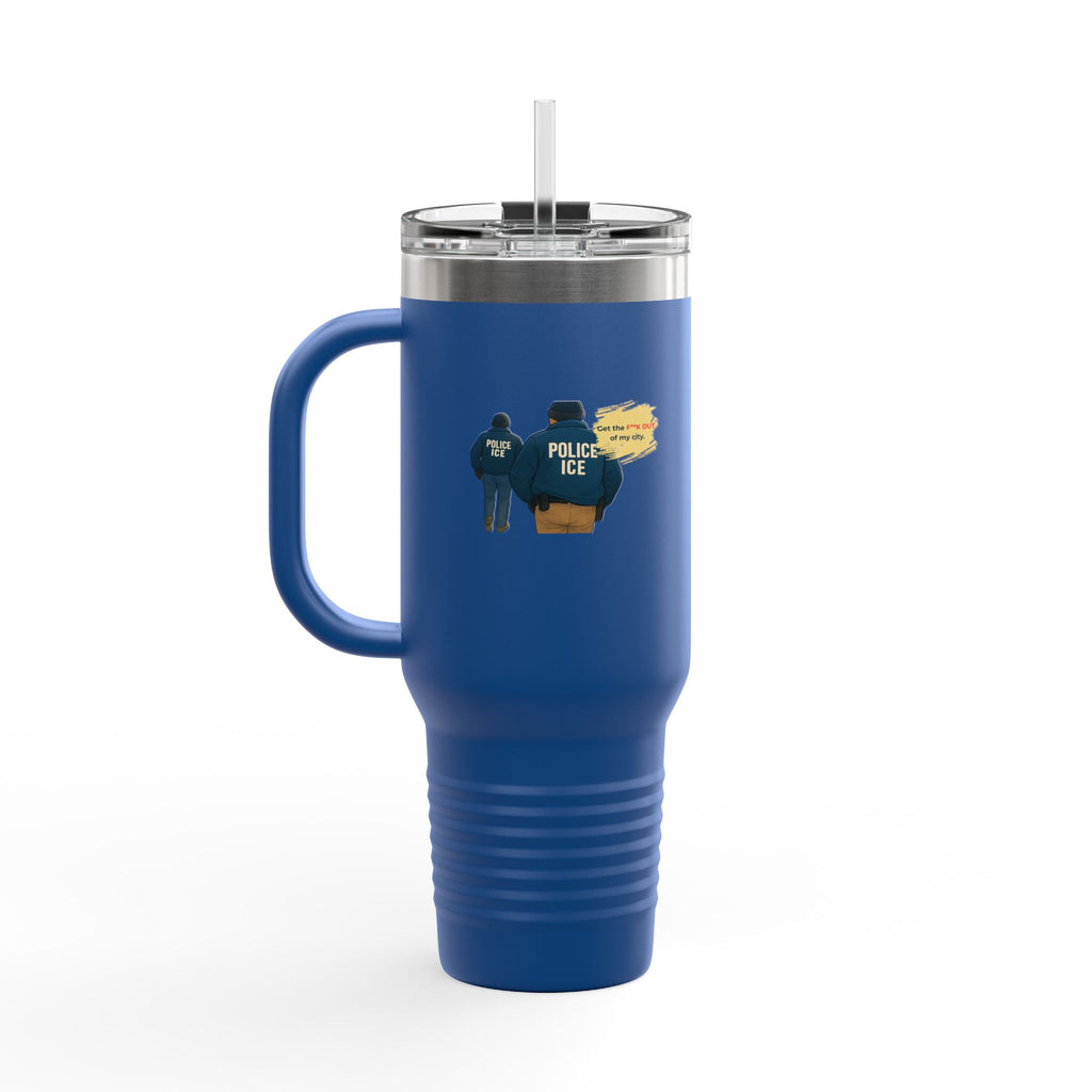 40oz Insulated Travel Mug – Police ICE Shield Graphic