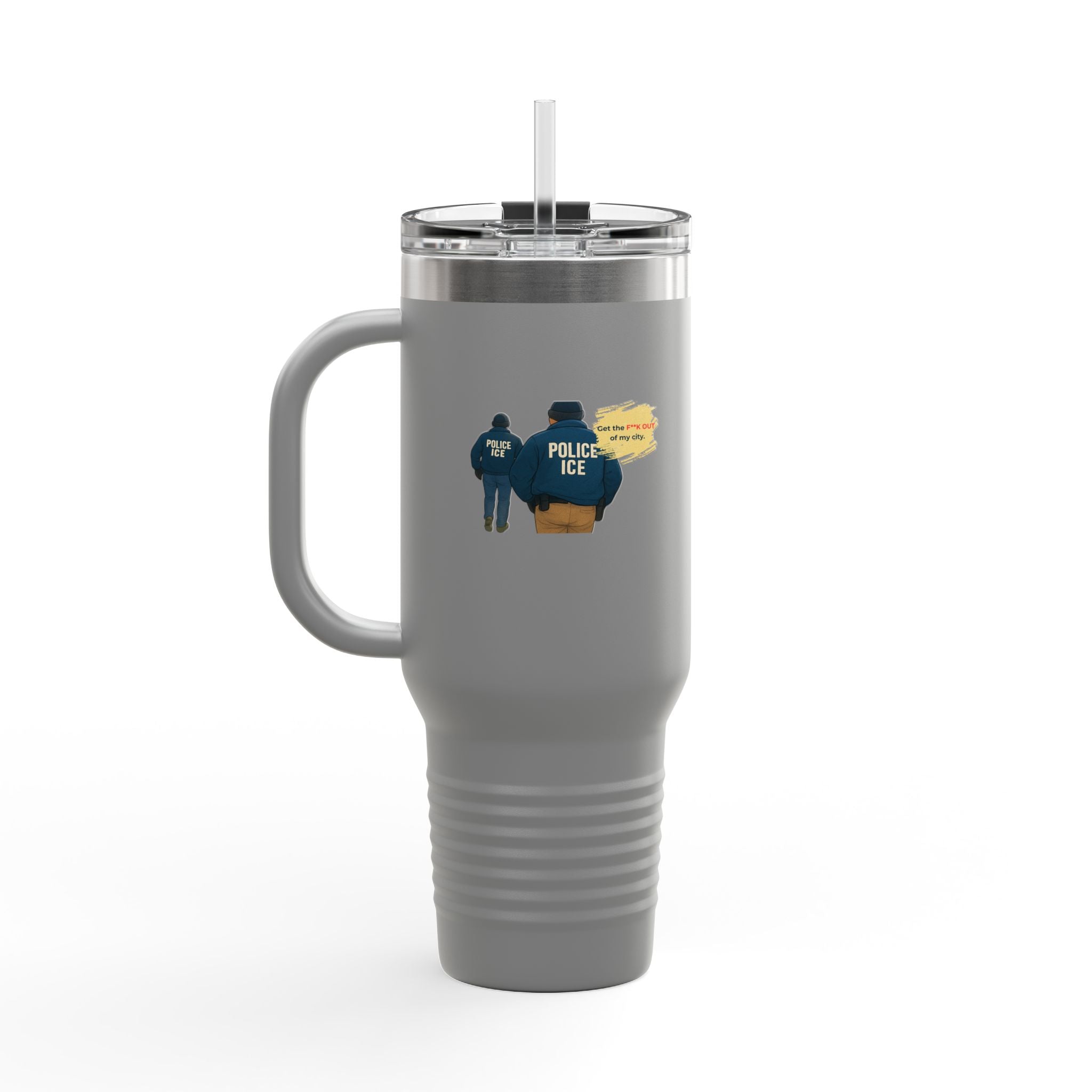40oz Insulated Travel Mug – Police ICE Shield Graphic