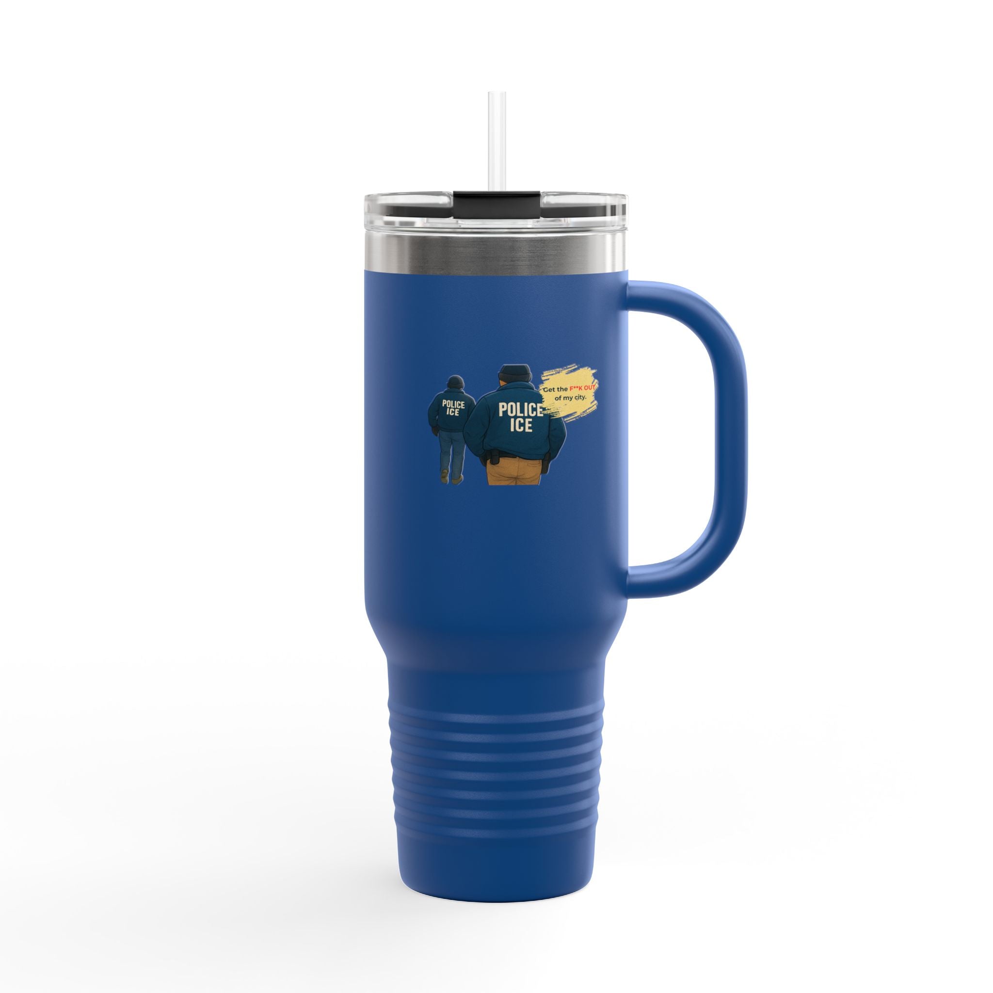 40oz Insulated Travel Mug – Police ICE Shield Graphic