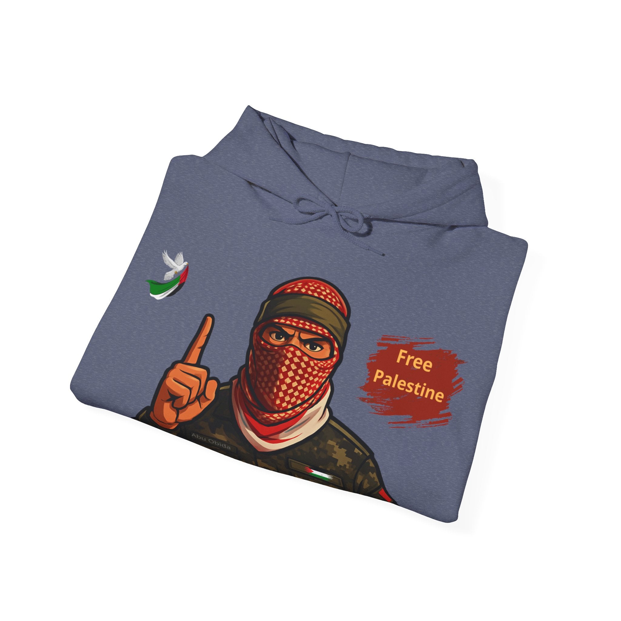 Free Palestine Graphic Hoodie | Keffiyeh Masked Figure, Palestine Flag
